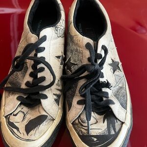 Converse Black and Cream Artistic Sneakers